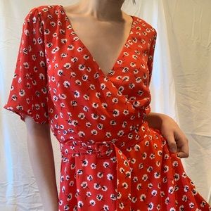 Patterned Red Mini Dress